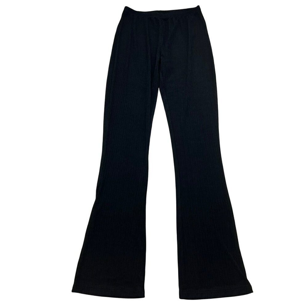 Kittenish Womens Ribbed Boot Cut Dress Pants Pull On Black Size Medium